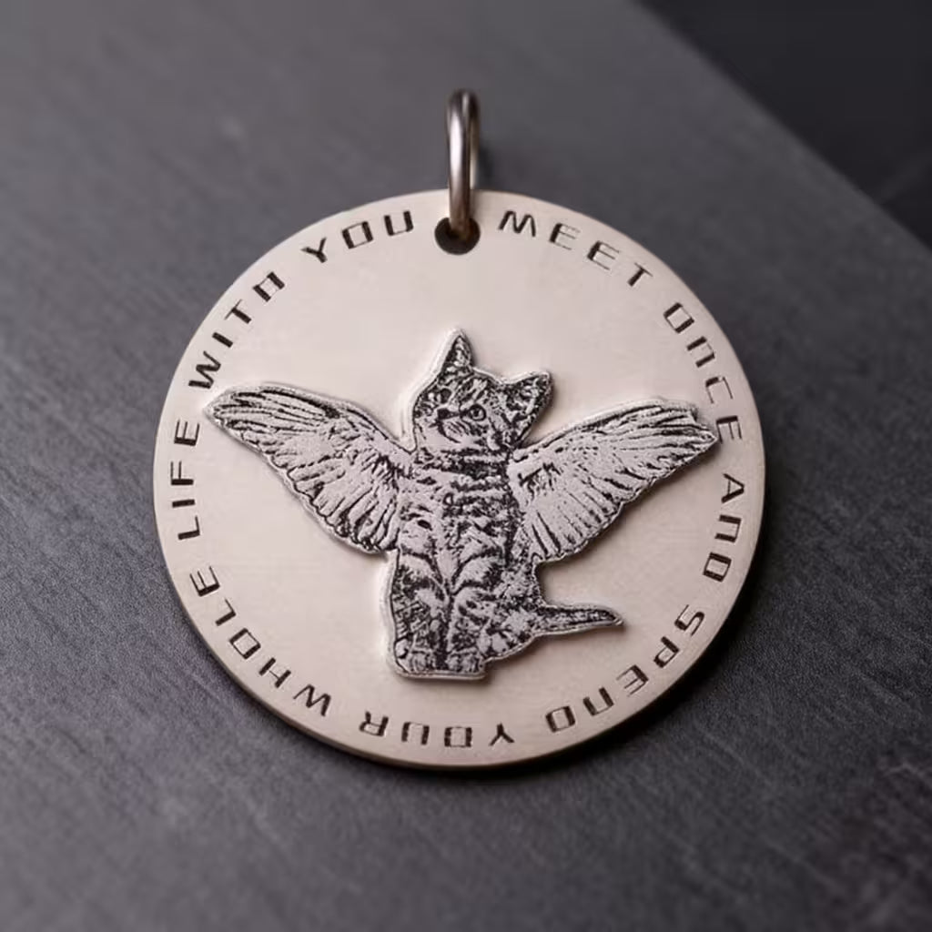 Double layer 0.8 inch custom pet memorial engraved pendant by Furfond
