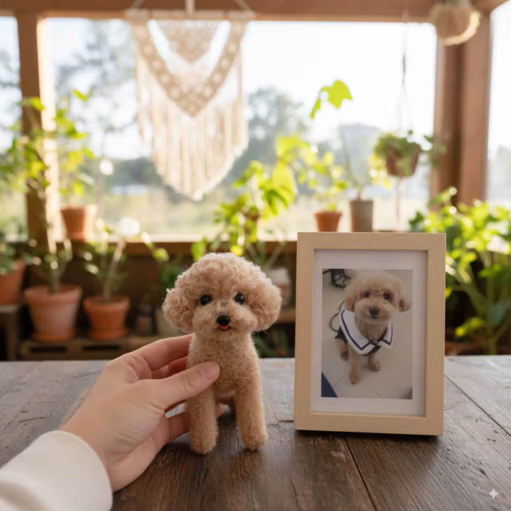 Handcrafted 6-inch pure wool pet plush toy replica by Furfond