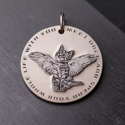 Double layer 0.8 inch custom pet memorial engraved pendant by Furfond