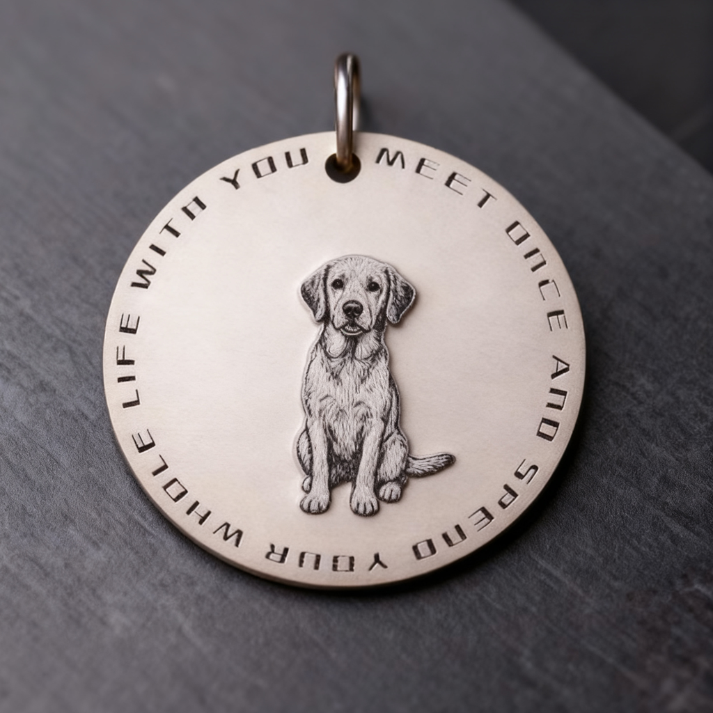 Double layer 1.0 inch custom pet memorial engraved pendant by Furfond